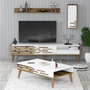 Hanah Home Valensiya Conjunto de Muebles de Salón, Nogal y Blanco